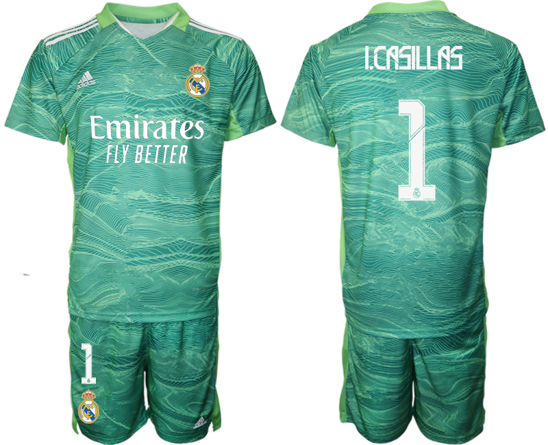 Men 2021-2022 Club Real Madrid green goalkeeper #1 Soccer Jerseys